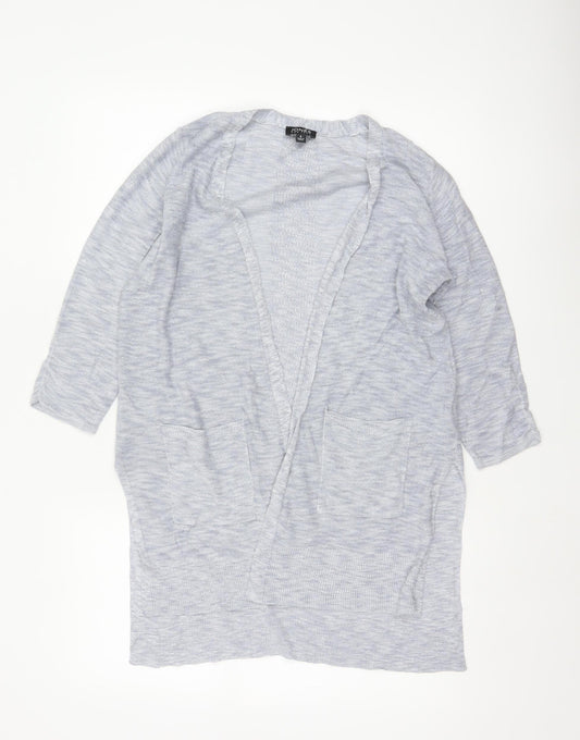 Jones New York Women Grey Size S Open Knit Longline Cardigan Pockets
