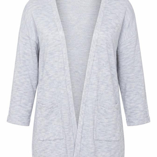Jones New York Women Grey Size S Open Knit Longline Cardigan Pockets