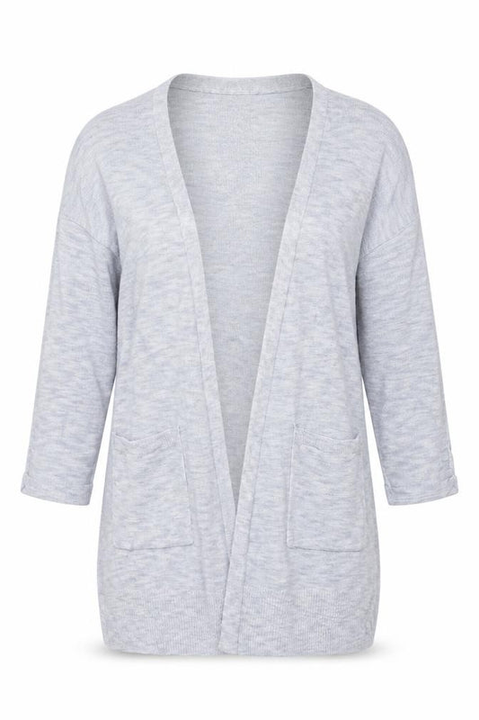 Jones New York Women Grey Size S Open Knit Longline Cardigan Pockets
