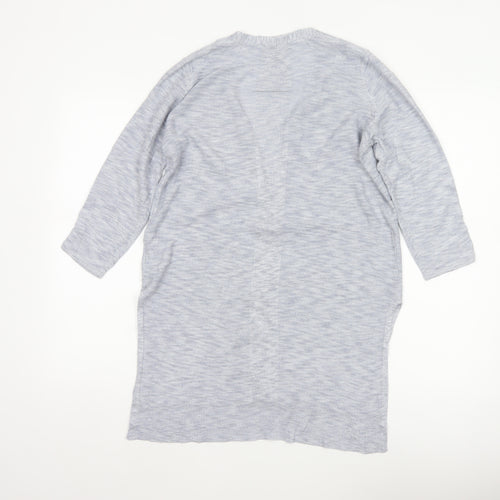 Jones New York Women Grey Size S Open Knit Longline Cardigan Pockets