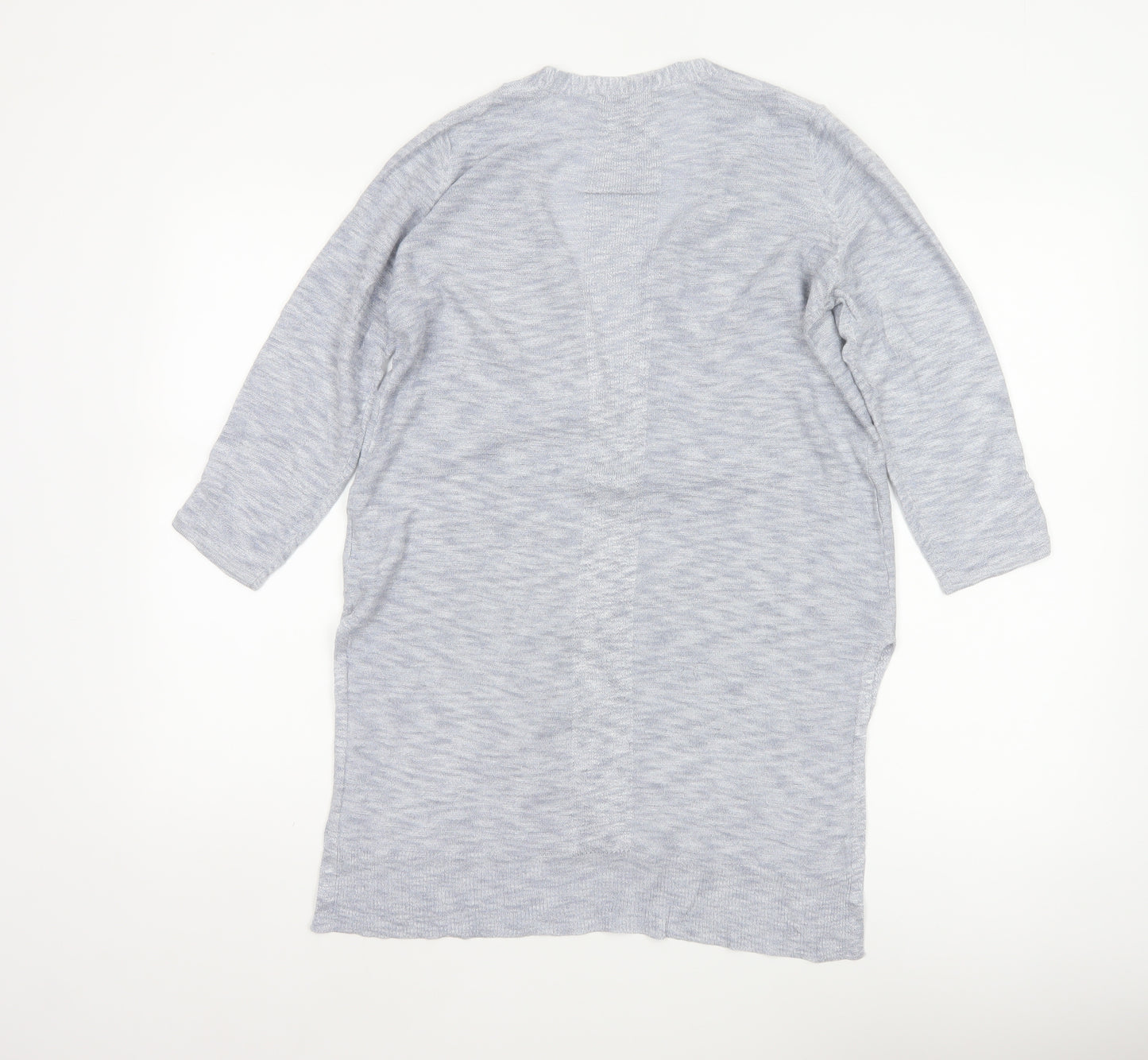 Jones New York Women Grey Size S Open Knit Longline Cardigan Pockets