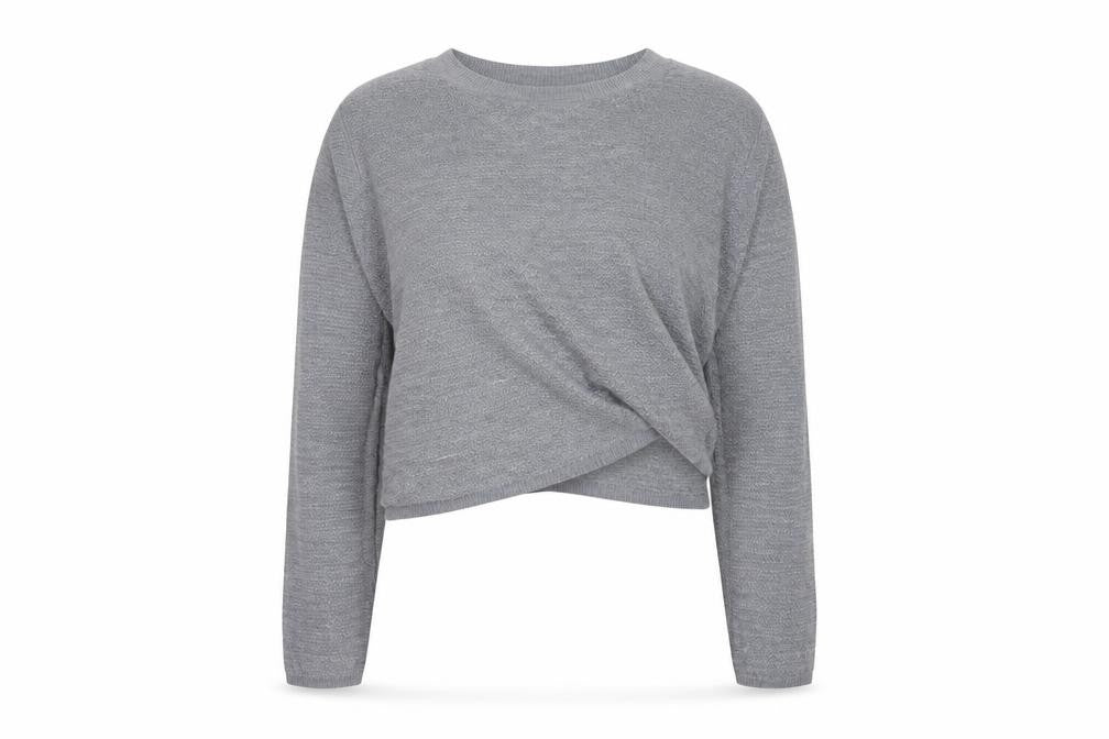 FatFace Women Grey UK 12 Open Wrap Knit Long Sleeve Cardigan