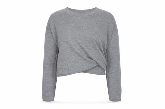 FatFace Women Grey UK 12 Open Wrap Knit Long Sleeve Cardigan