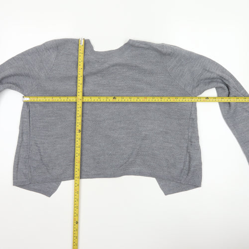 FatFace Women Grey UK 12 Open Wrap Knit Long Sleeve Cardigan