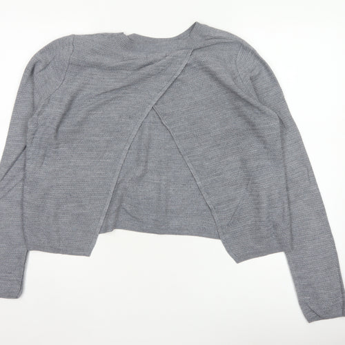 FatFace Women Grey UK 12 Open Wrap Knit Long Sleeve Cardigan