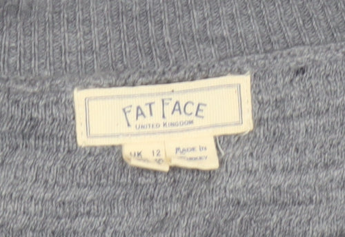 FatFace Women Grey UK 12 Open Wrap Knit Long Sleeve Cardigan
