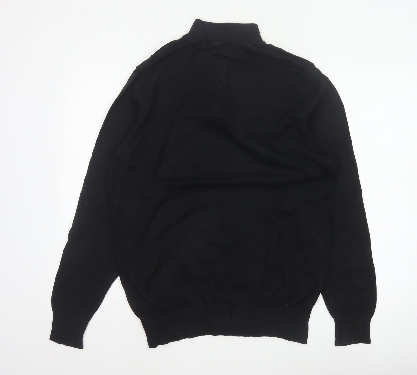 Holland Esquire Men's Black L Half Zip Cotton Knit Jumper High Neck