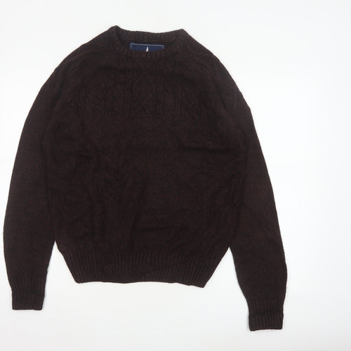 Headland Premium Men’s Brown M Cable-Knit Crew Neck Pullover Jumper