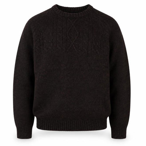Headland Premium Men’s Brown M Cable-Knit Crew Neck Pullover Jumper