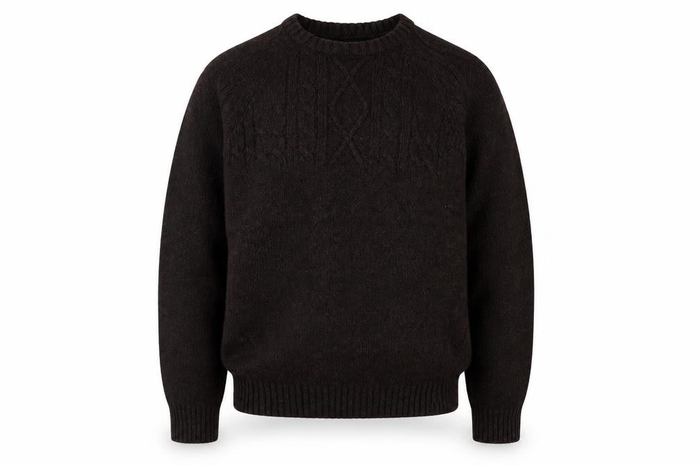 Headland Premium Men’s Brown M Cable-Knit Crew Neck Pullover Jumper