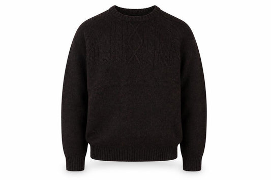 Headland Premium Men’s Brown M Cable-Knit Crew Neck Pullover Jumper