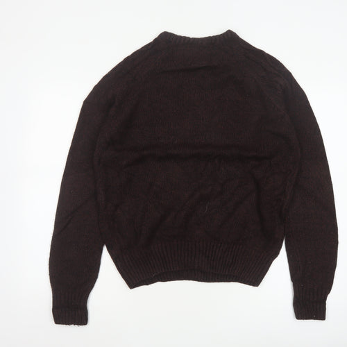 Headland Premium Men’s Brown M Cable-Knit Crew Neck Pullover Jumper