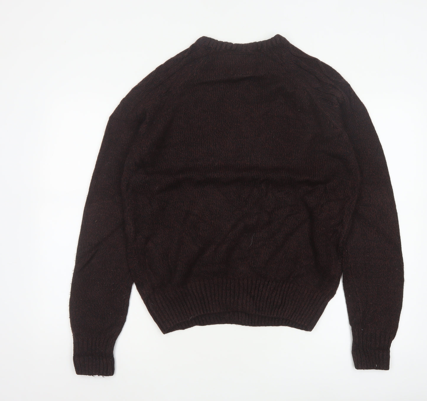 Headland Premium Men’s Brown M Cable-Knit Crew Neck Pullover Jumper