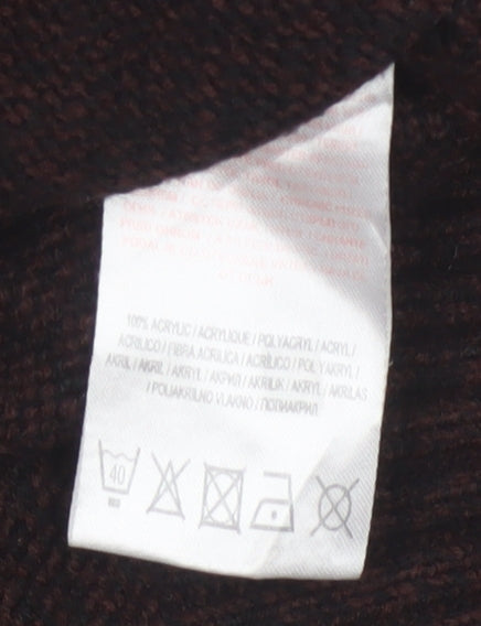 Headland Premium Men’s Brown M Cable-Knit Crew Neck Pullover Jumper