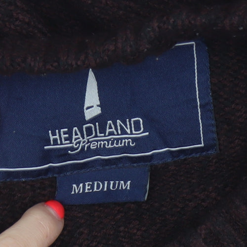 Headland Premium Men’s Brown M Cable-Knit Crew Neck Pullover Jumper