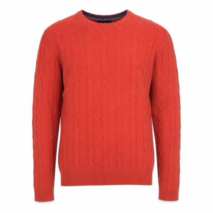 Marks and Spencer Men Orange M Cable Knit Cotton Cashmere Crew Neck Jumper
