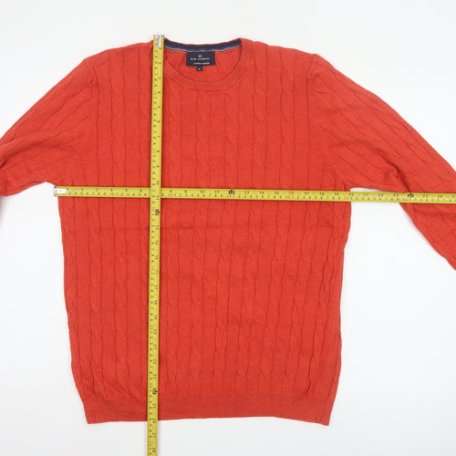Marks and Spencer Men Orange M Cable Knit Cotton Cashmere Crew Neck Jumper