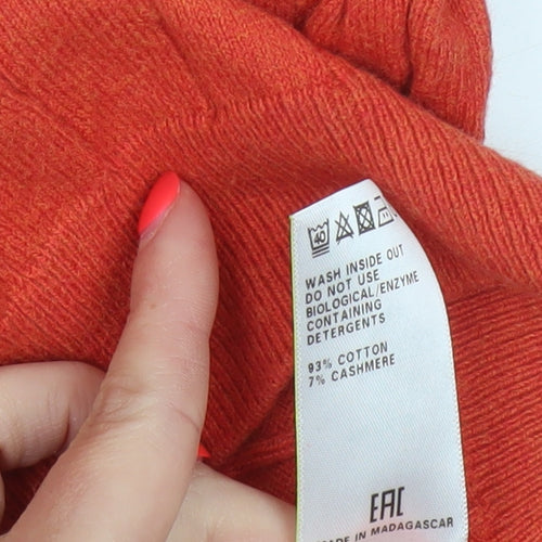 Marks and Spencer Men Orange M Cable Knit Cotton Cashmere Crew Neck Jumper