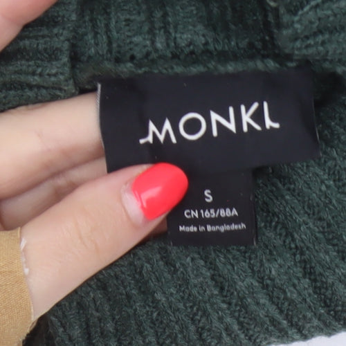 Monki Women’s Green S High Neck Chunky Knit Balloon Sleeve Jumper