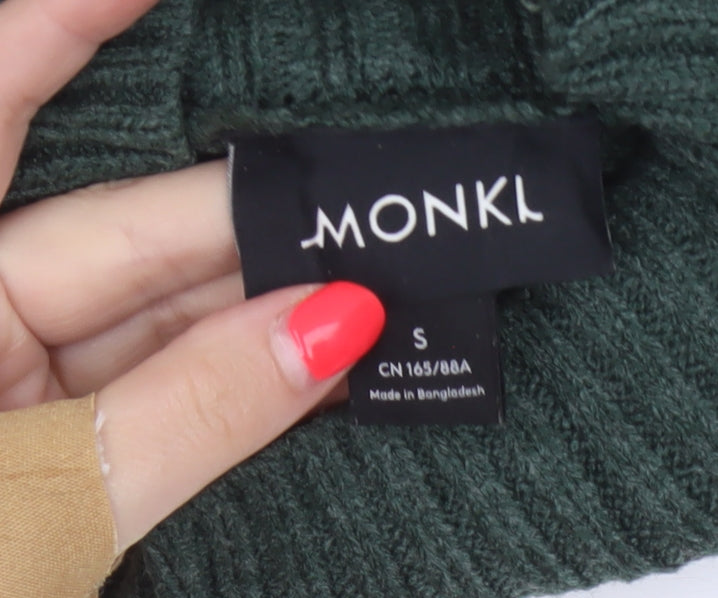 Monki Women’s Green S High Neck Chunky Knit Balloon Sleeve Jumper
