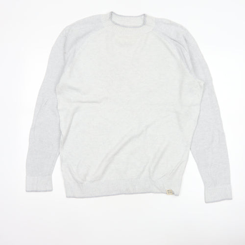 Hollister Men’s Grey L Crew Neck Cotton Blend Knit Pullover Jumper