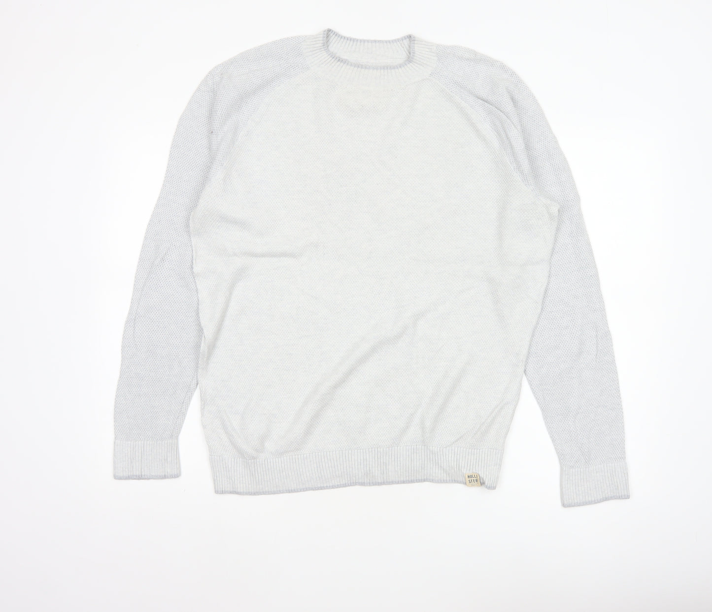 Hollister Men’s Grey L Crew Neck Cotton Blend Knit Pullover Jumper