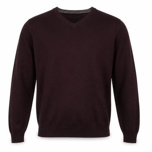Next Men's Brown M V-Neck Fine Knit Acrylic Pullover Jumper