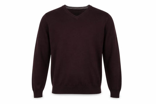 Next Men's Brown M V-Neck Fine Knit Acrylic Pullover Jumper