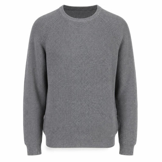 Zara Men Grey XL Fine Cotton Ribbed Crew Neck Pullover Jumper