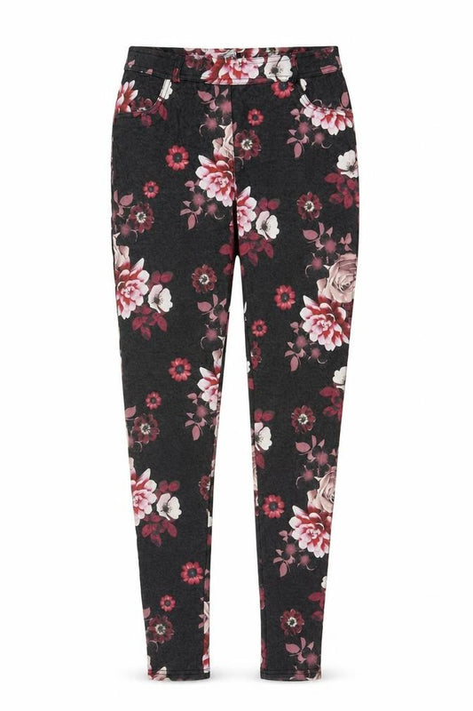 Select Women’s Black Floral Skinny Stretch Jeggings UK 8