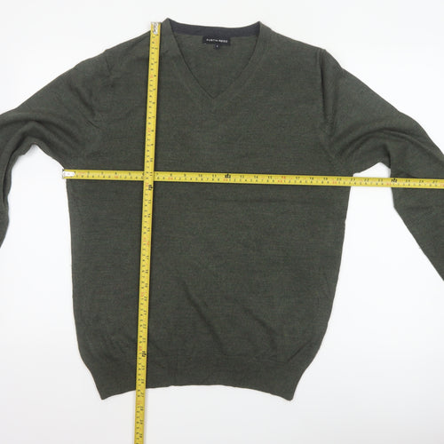 Austin Reed Men’s Green V-Neck Wool Blend Pullover Jumper Size L