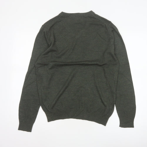 Austin Reed Men’s Green V-Neck Wool Blend Pullover Jumper Size L