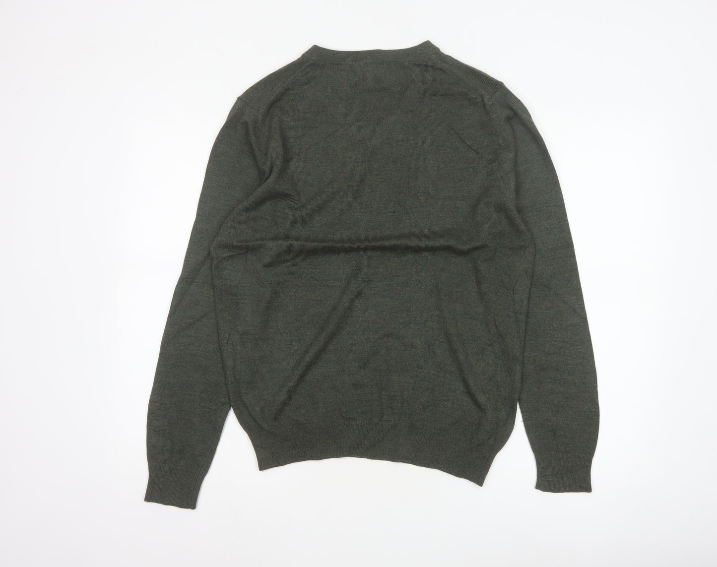 Austin Reed Men’s Green V-Neck Wool Blend Pullover Jumper Size L