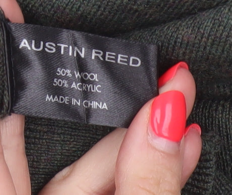 Austin Reed Men’s Green V-Neck Wool Blend Pullover Jumper Size L