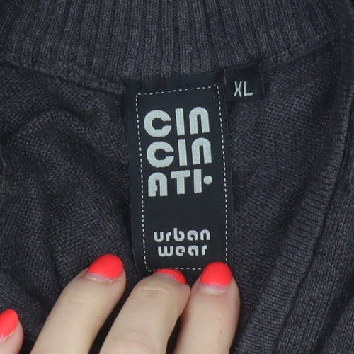 Cincinati Men's Black XL Full Zip Cotton Acrylic Knit Jumper