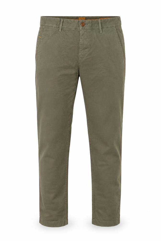Hugo Boss Men’s Green 34/34 Cotton Stretch Chino Straight Trousers