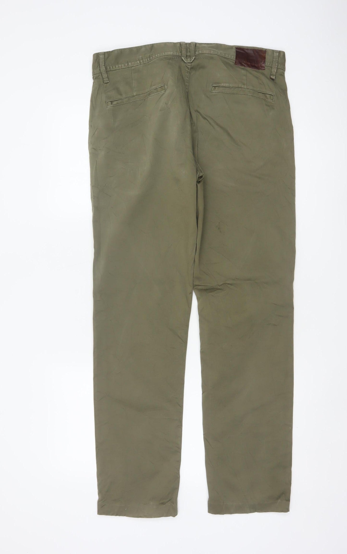 Hugo Boss Men’s Green 34/34 Cotton Stretch Chino Straight Trousers