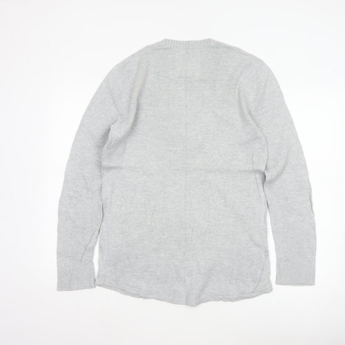 Hollister Men’s Grey Small Cotton Crew Neck Logo Pullover Jumper
