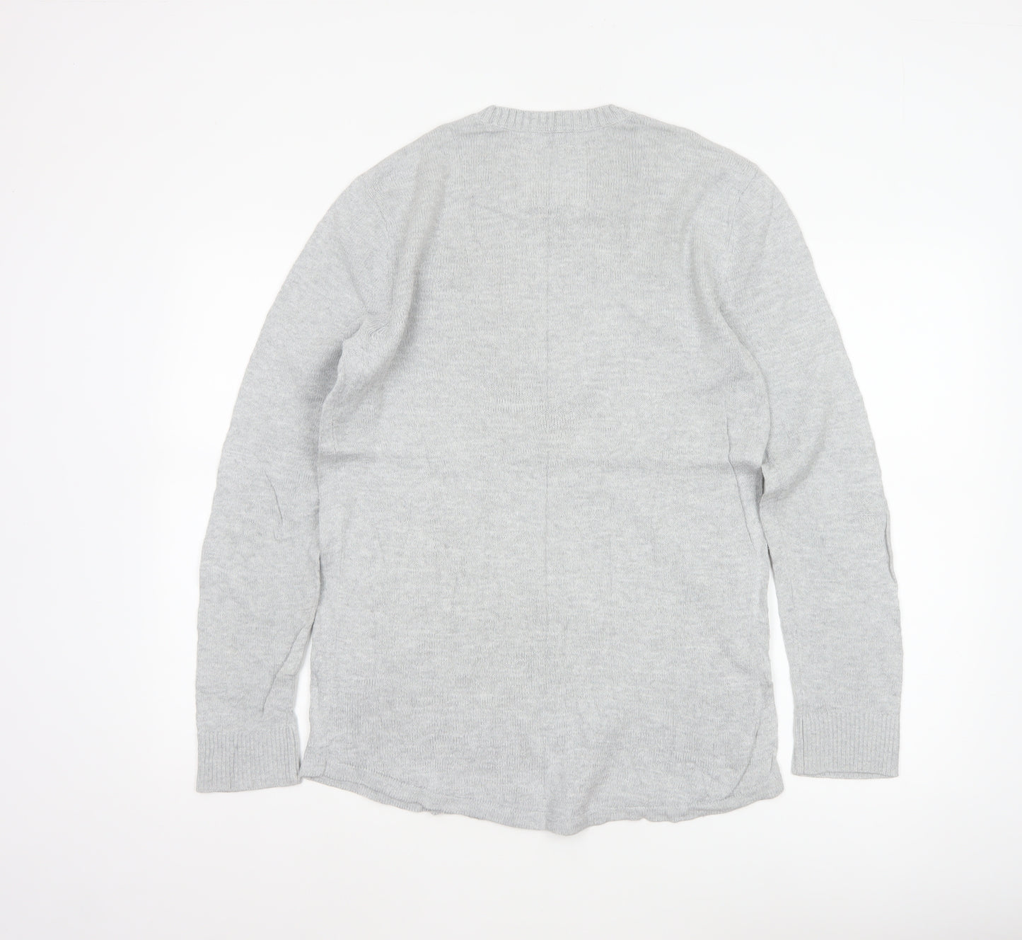 Hollister Men’s Grey Small Cotton Crew Neck Logo Pullover Jumper