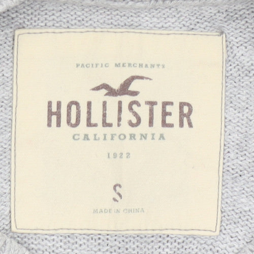 Hollister Men’s Grey Small Cotton Crew Neck Logo Pullover Jumper