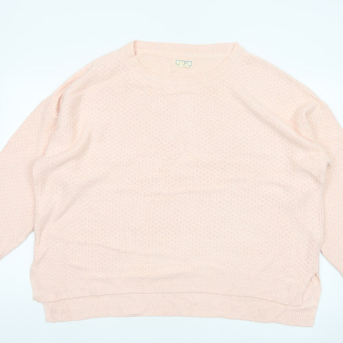 Fat Face Women Pink UK 24 Relaxed Crew Neck Knit Jumper