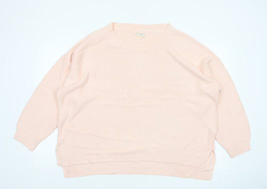 Fat Face Women Pink UK 24 Relaxed Crew Neck Knit Jumper