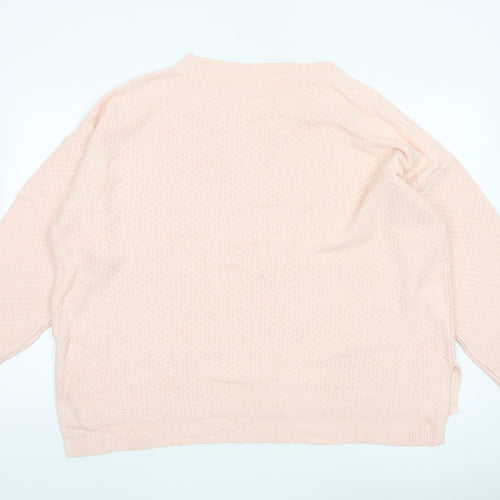 Fat Face Women Pink UK 24 Relaxed Crew Neck Knit Jumper