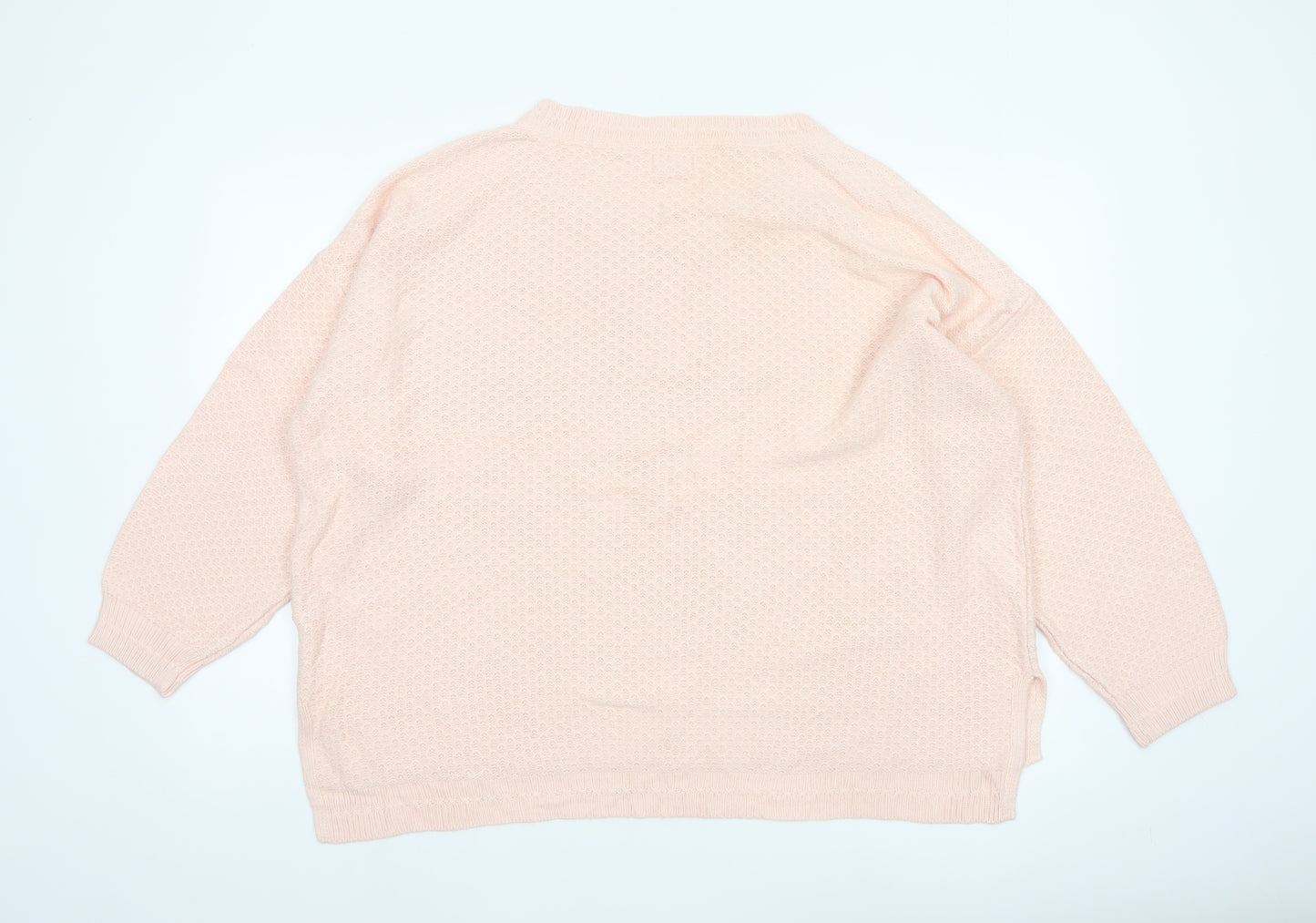 Fat Face Women Pink UK 24 Relaxed Crew Neck Knit Jumper