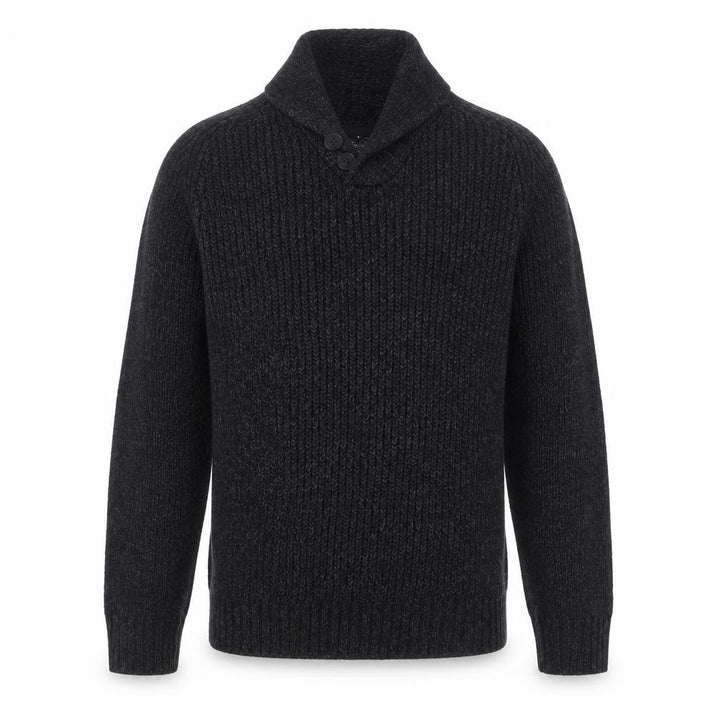 Next Men Black Small Henley Jumper Chunky Knit Button High Neck