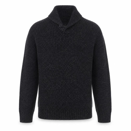 Next Men Black Small Henley Jumper Chunky Knit Button High Neck