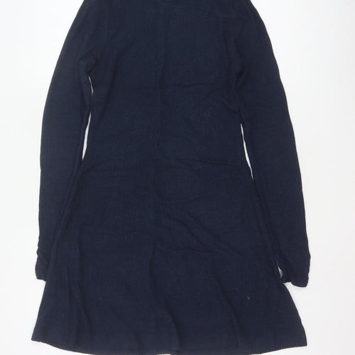 Hollister Women’s Navy S Fit & Flare Mock Neck Knit Jumper Dress
