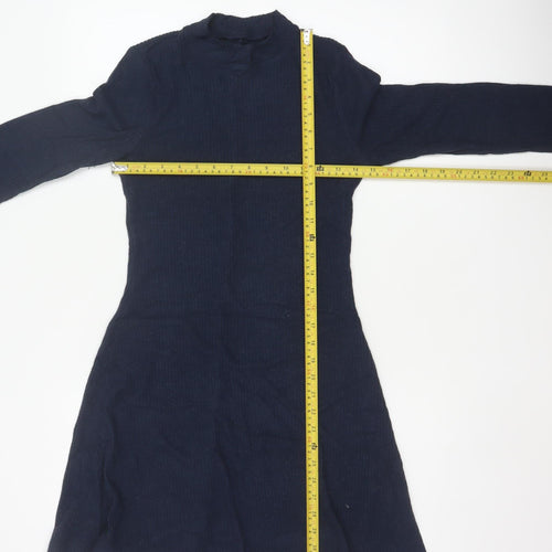 Hollister Women’s Navy S Fit & Flare Mock Neck Knit Jumper Dress