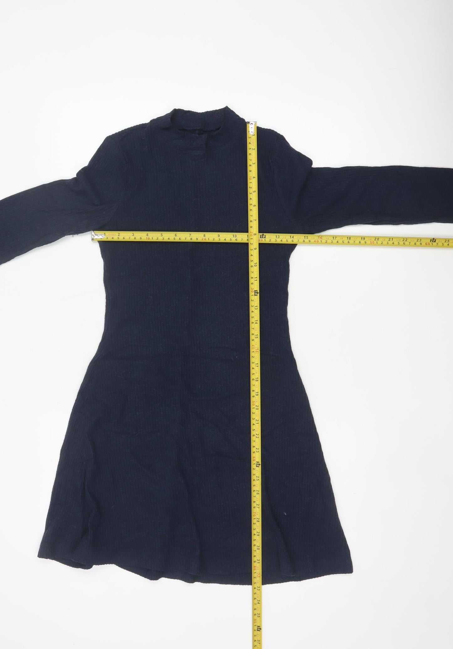 Hollister Women’s Navy S Fit & Flare Mock Neck Knit Jumper Dress