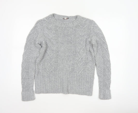 Gap Women Grey M Cable-Knit Wool Blend Crew Neck Jumper